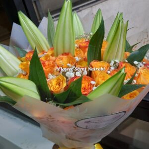 lilies and orange roses flowers