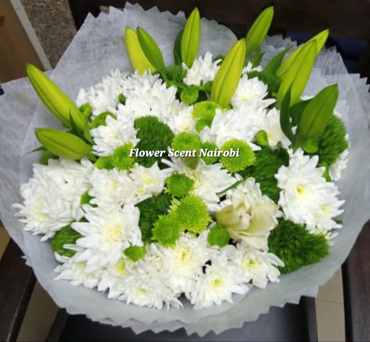 Lilies and white chrysanthemums