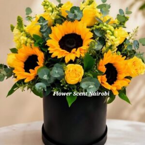 YELLOW FLOWERS ROUND BOX