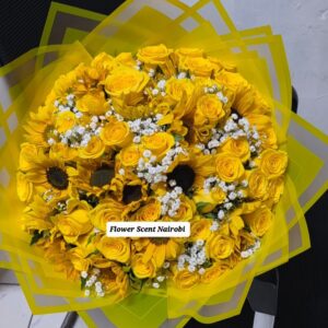 SUNFLOWER & ROSES BOUQUET