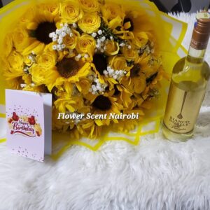 YELLOW FLOWERS AND WINE