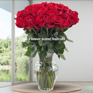RED ROSES IN A VASE Birthday Flowers Delivery in Ruaka