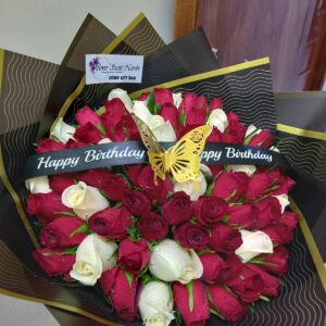 red and white roses birthday gift