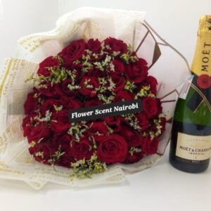 RED ROSES AND MOET CHAMPAGNE